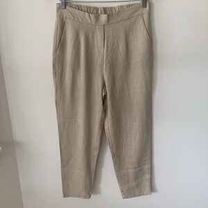 ShineStar rayon linen blend flat front two pocket elastic waist ankle pa…